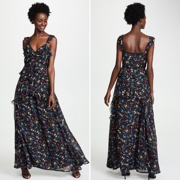 🦋 NWT Love Sam Blossom Printed Ruffle Maxi Dress - Picture 2 of 6